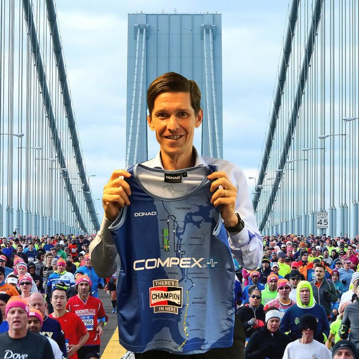 Custom hardloopshirt Massi Milani won de New York marathon in dit hardloopshirt
